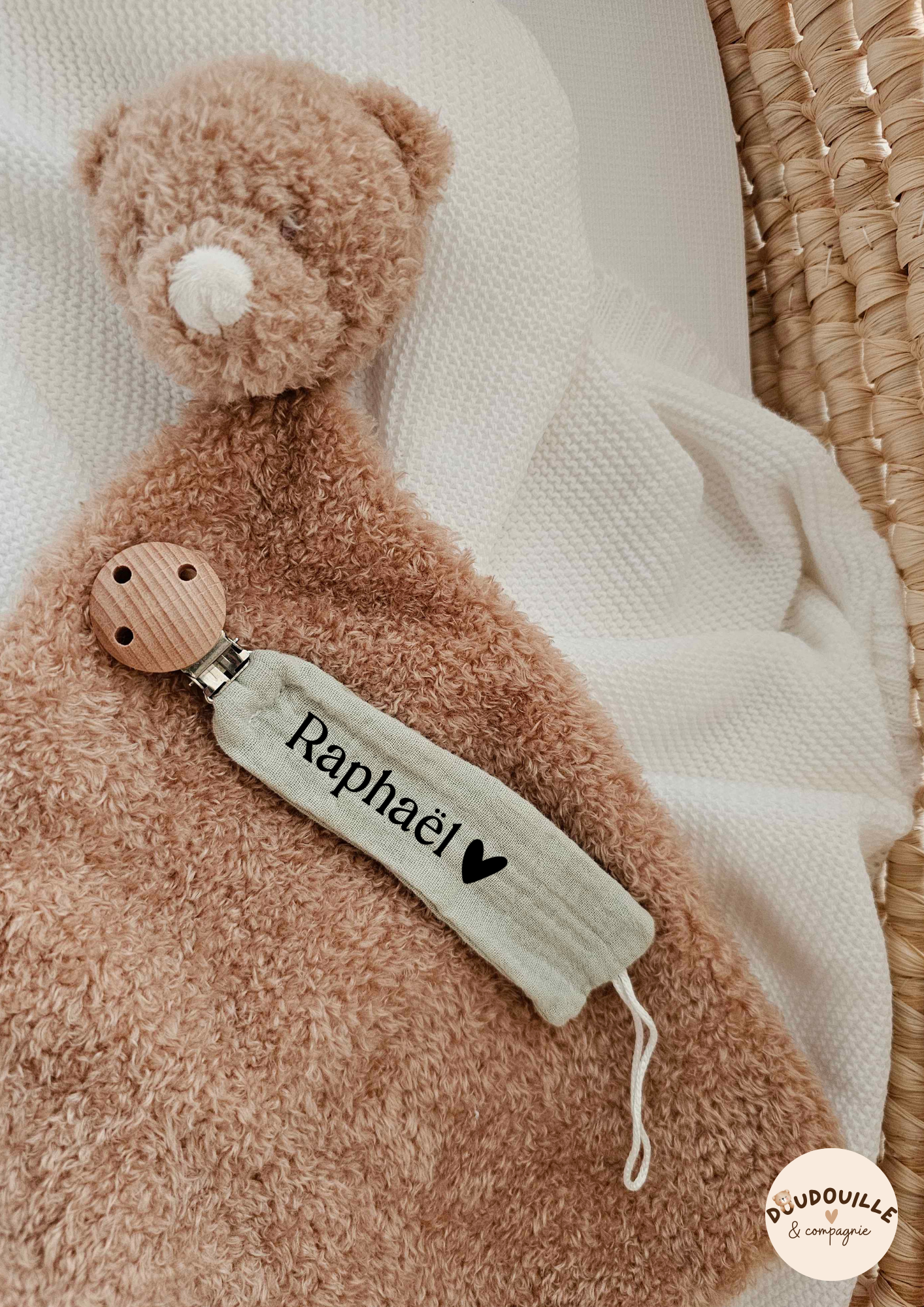 Attache tétine - Gaze de coton - Kaki