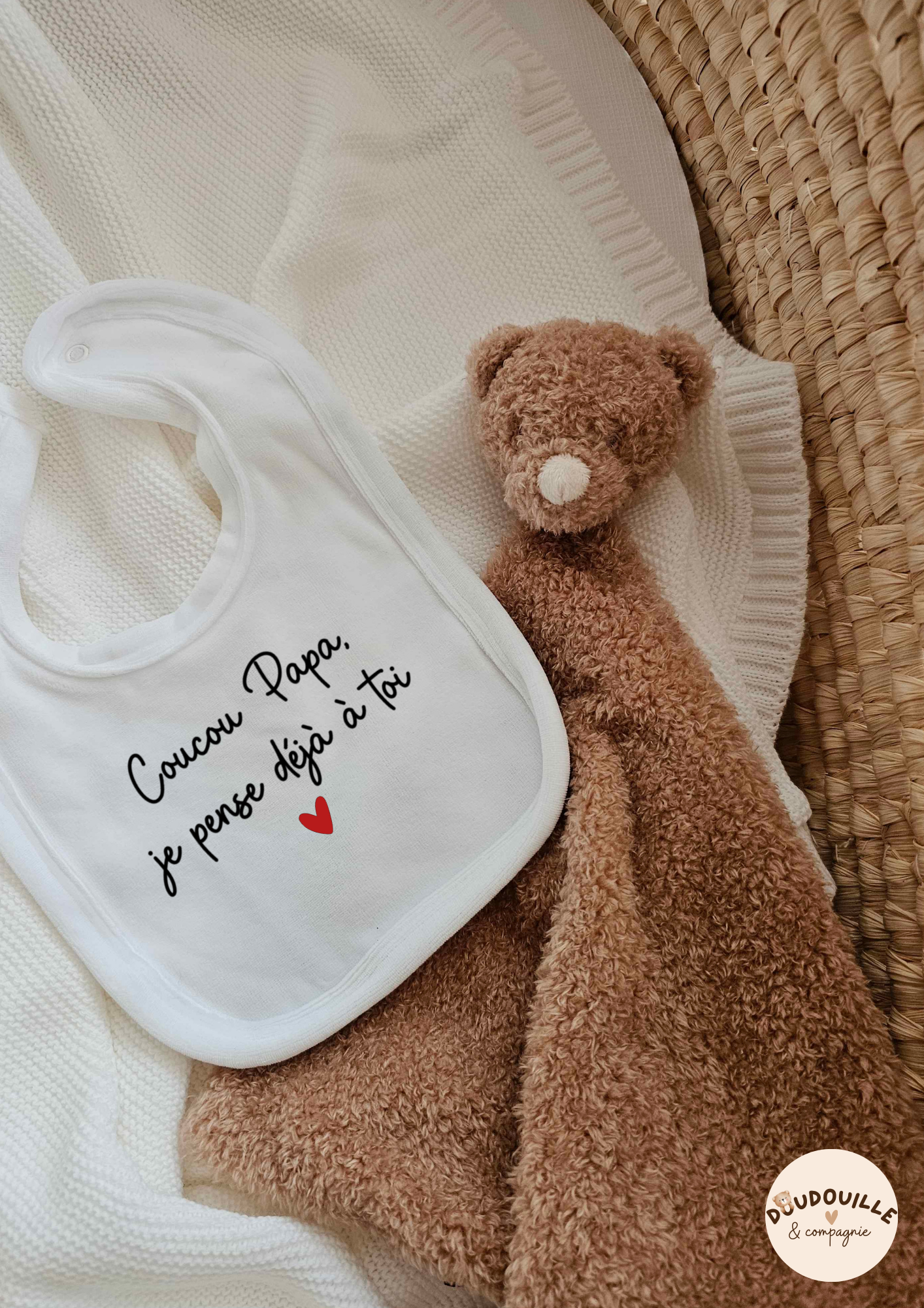 Bavoir Velours - Coucou papa, je pense déjà à toi