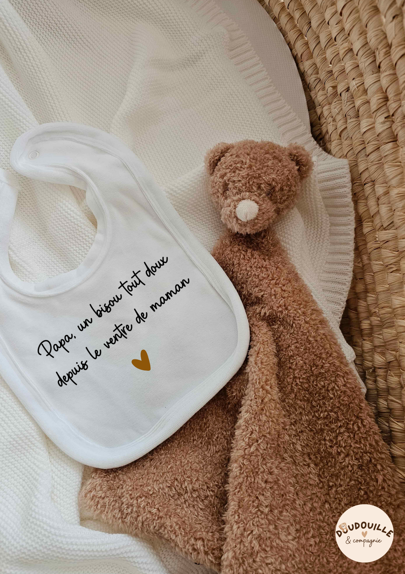 Bavoir Velours - Bisous depuis le ventre de maman