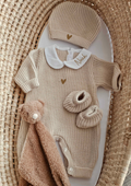 Combinaison naissance - Col - Beige- Prénom sur le col