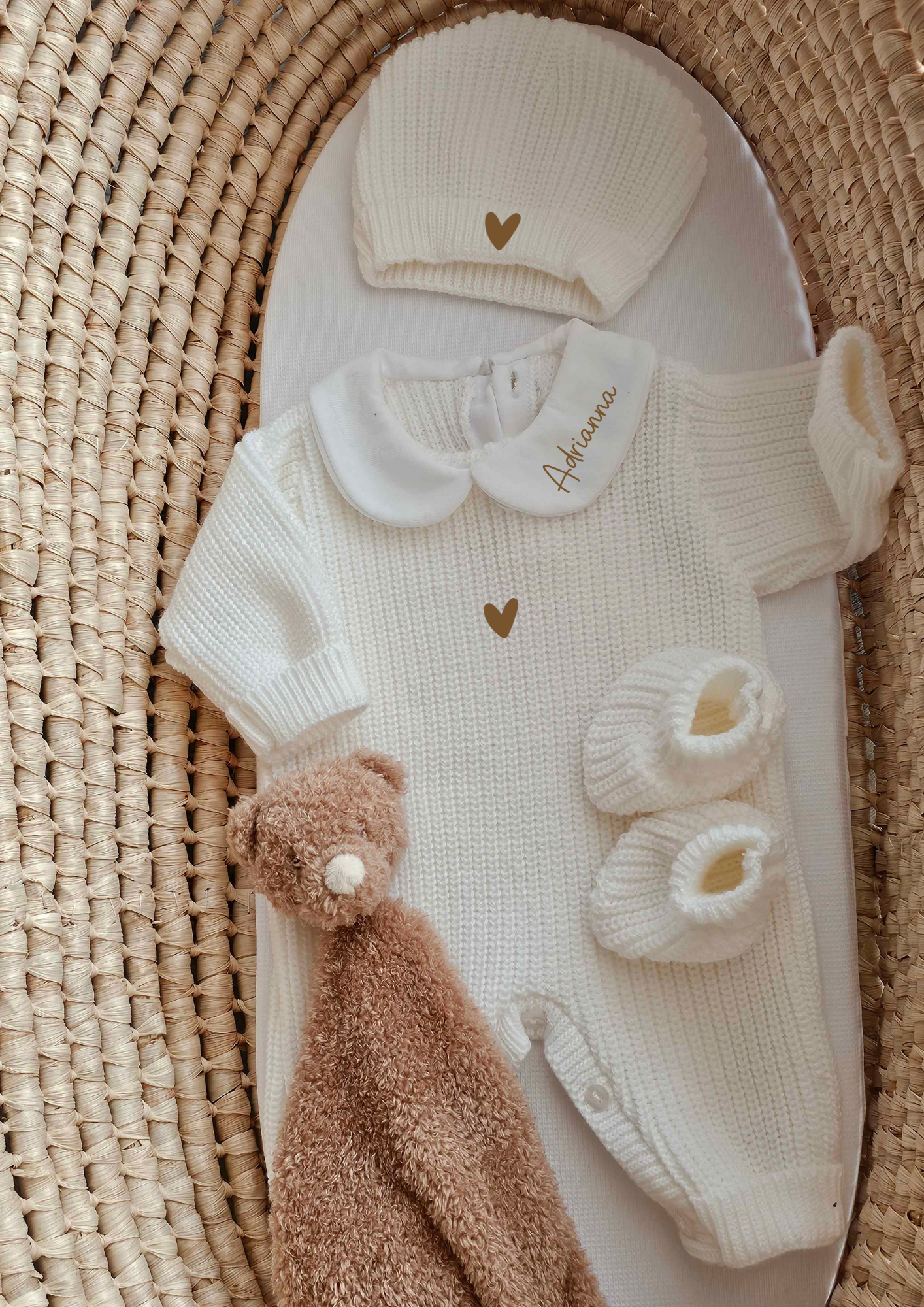 Combinaison naissance - Col - Blanc - Prénom sur le col