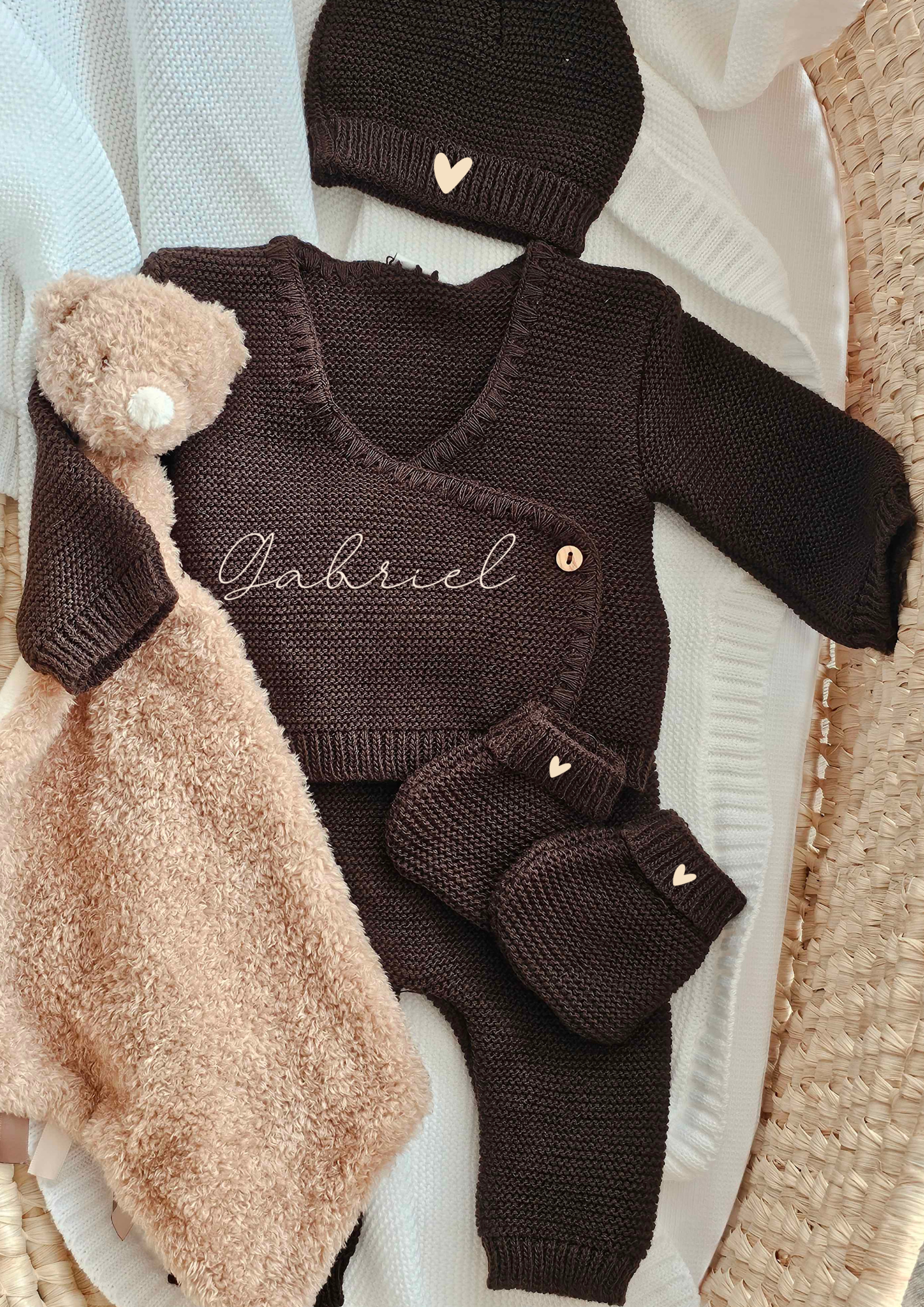 Ensemble En Maille - Prénom Au ventre - Brun