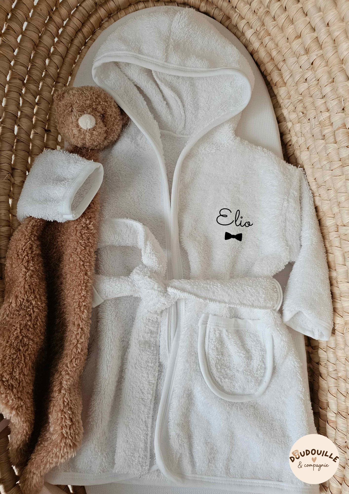 Peignoir- Blanc - Prénom + symbole