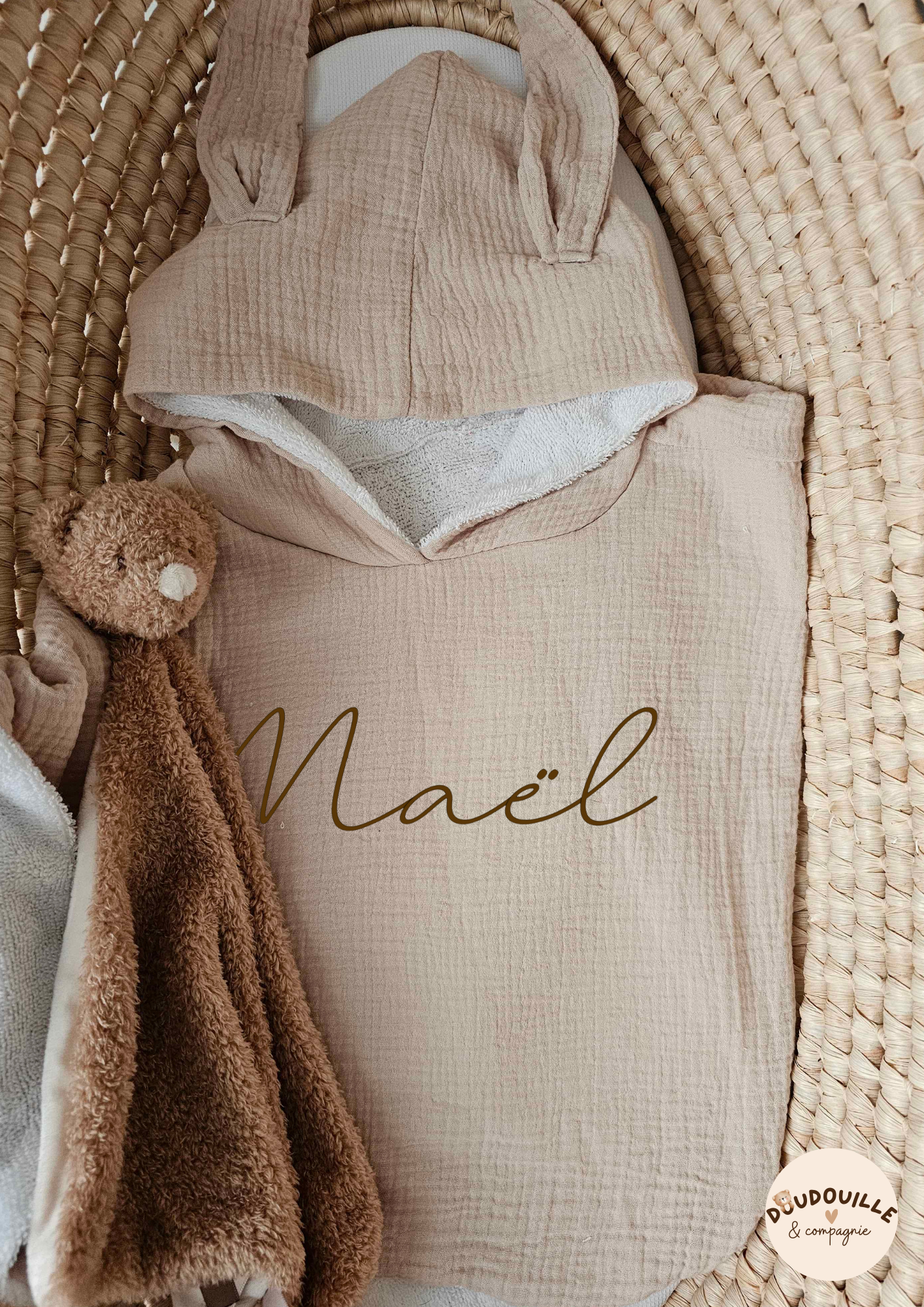 Poncho de bain - Beige - Grand prénom