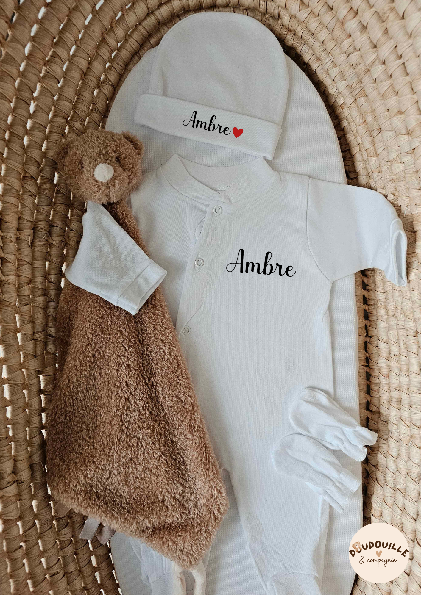 Pyjama coton - Prénom pyjama + bonnet