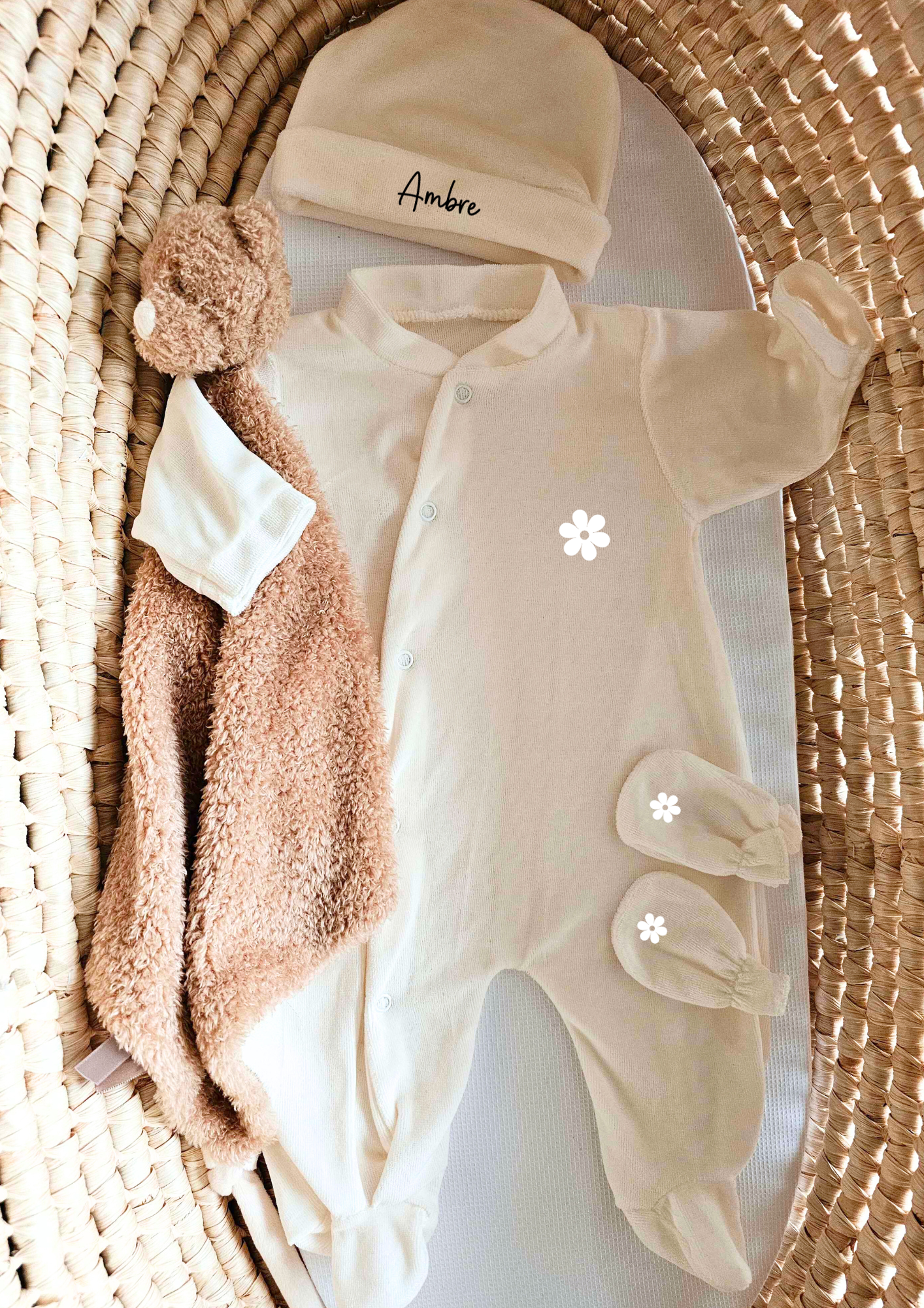 Pyjama Velours - Prénom Bonnet - Beige