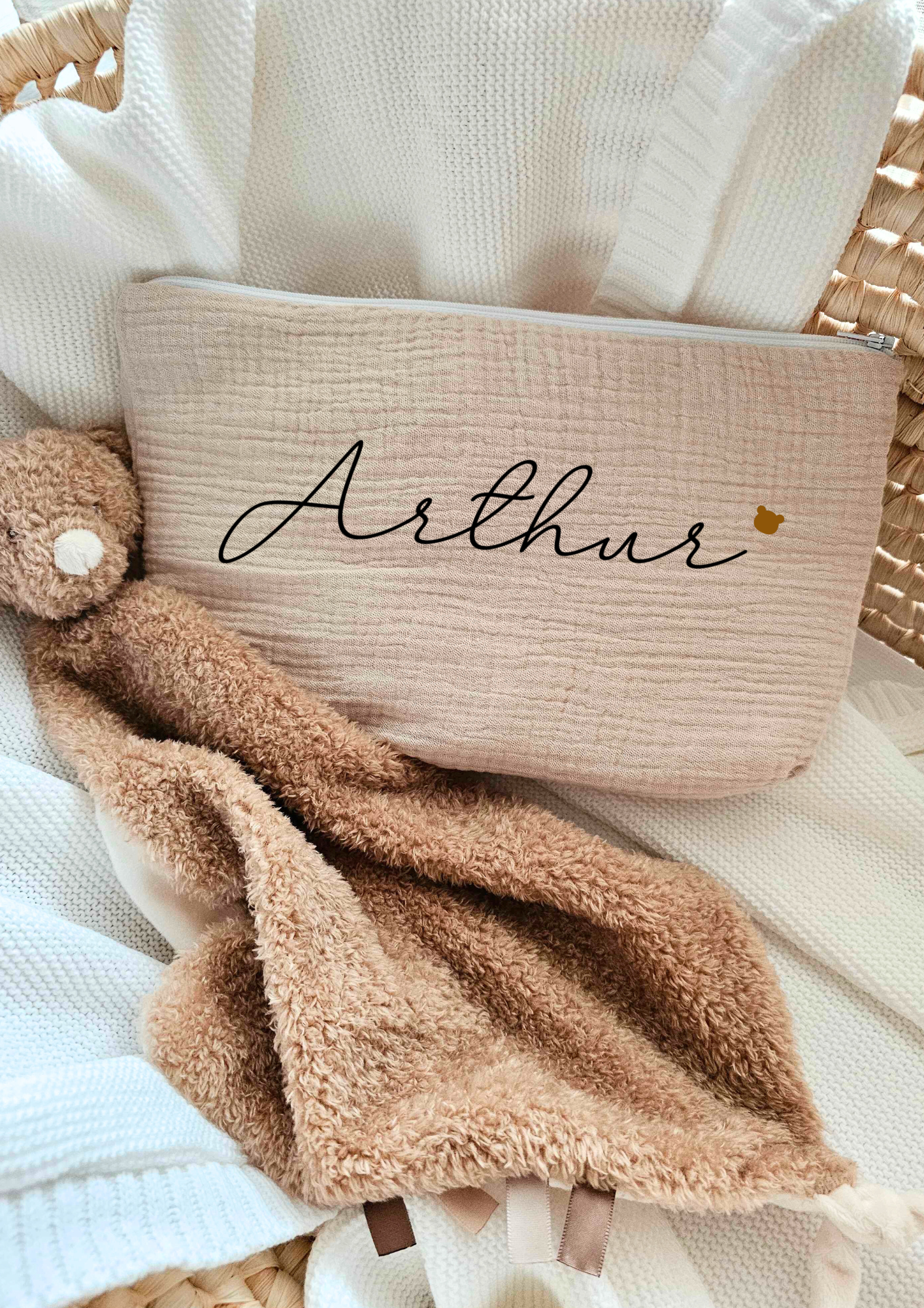 Trousse de toilette - Beige - Prénom