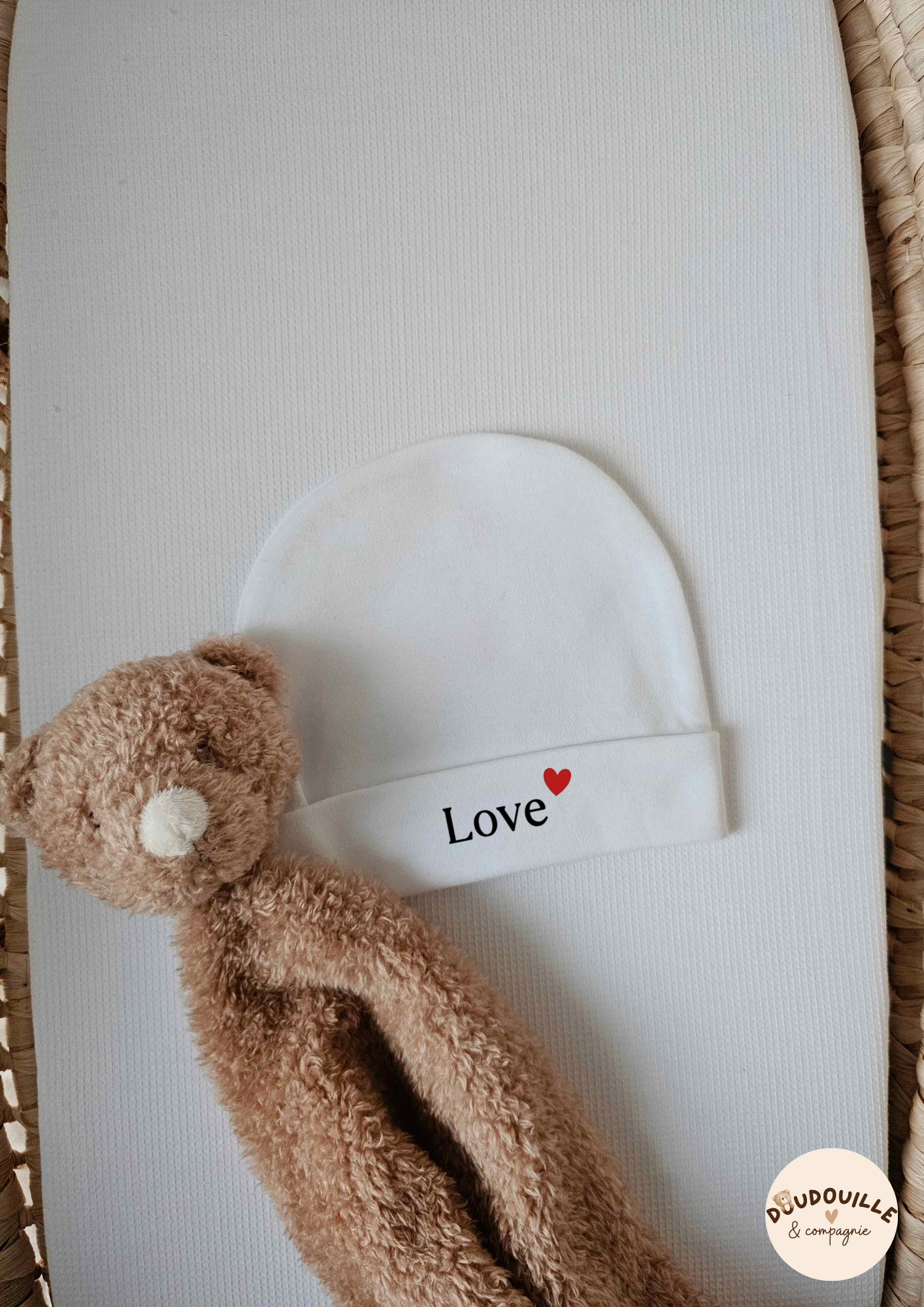 Bonnet - Blanc - Coton - Love