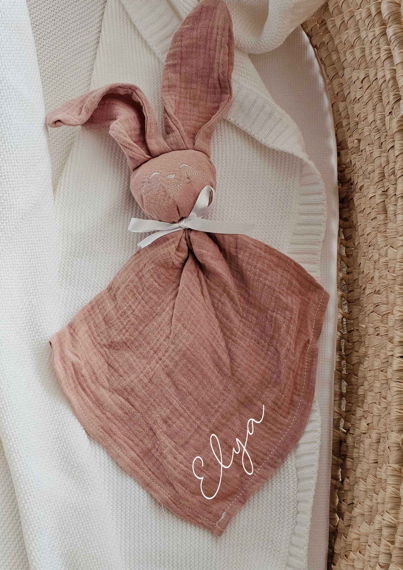 Doudou Lapin - Rose - Prénom