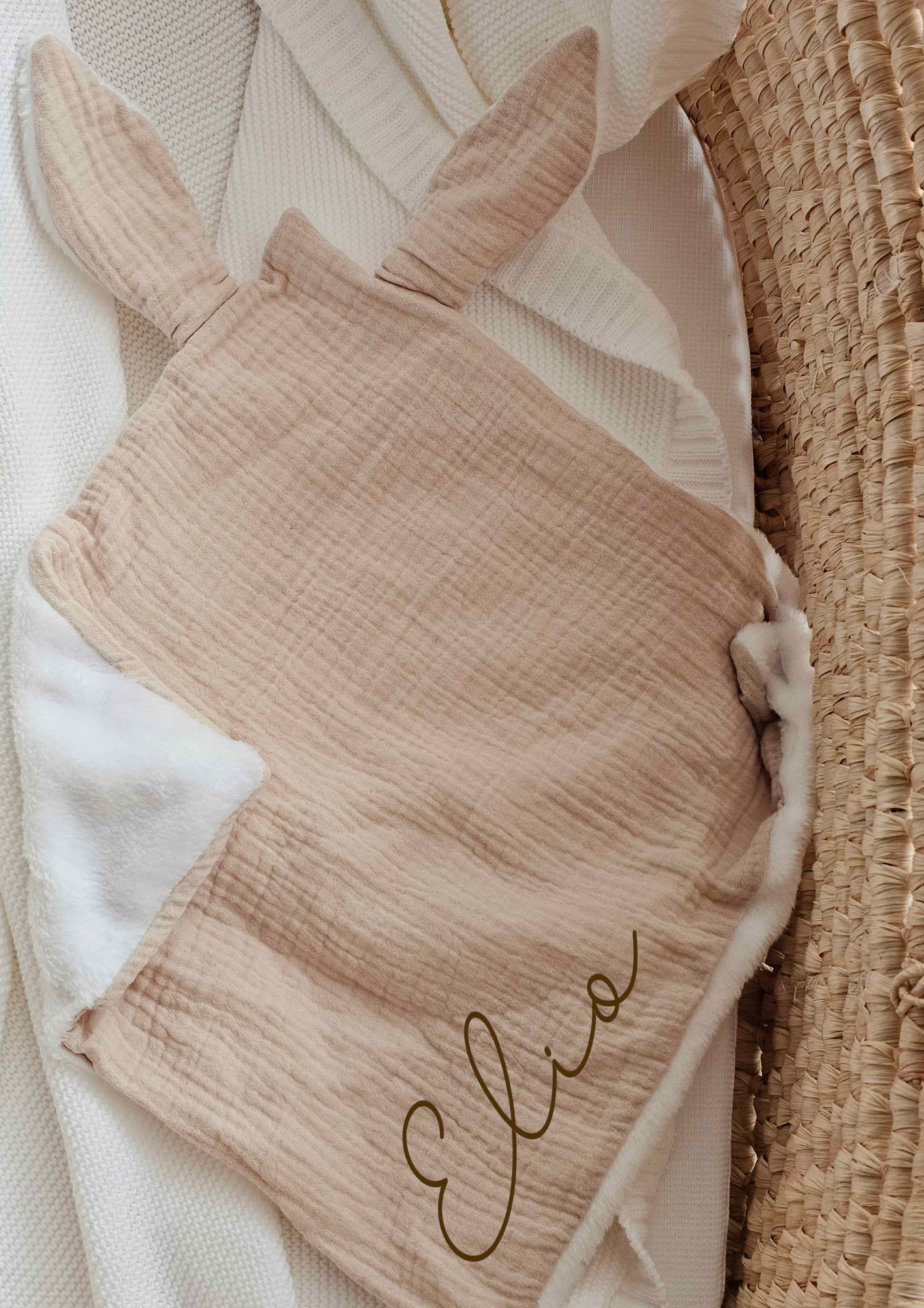 Doudou Lange - Beige - Prénom