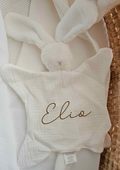 Doudou tout doux - Velours - Blanc - Prenom