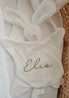 Doudou tout doux - Velours - Blanc - Prenom