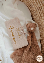 Protège livret de famille  - Gaze de coton - Beige